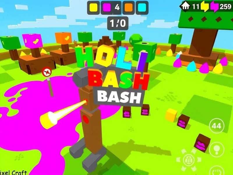Pixel Craft Holi Bash Game Screenshot